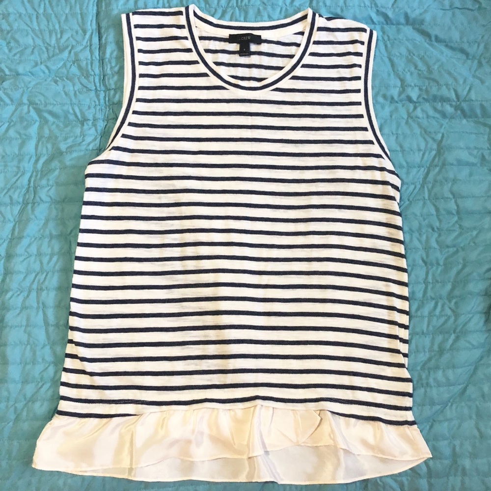 J. Crew Striped Ruffle Hem Tank - Picture 2 of 4